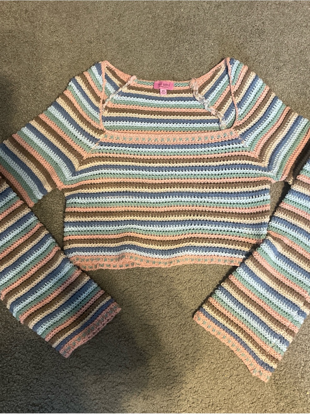 Striped Crochet Crop Top - Pastel Multi